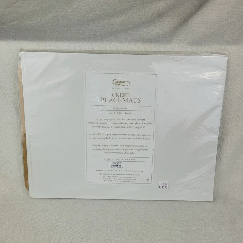 Caspari‎ Nile Green Crepe Paper Placemats 2 Sets of 12 New Lime Green 16x12